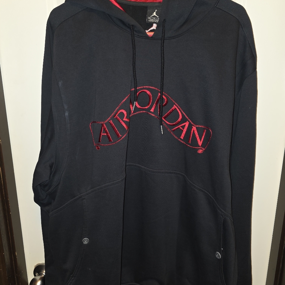 Jordan Black Hoodie with Red Logo